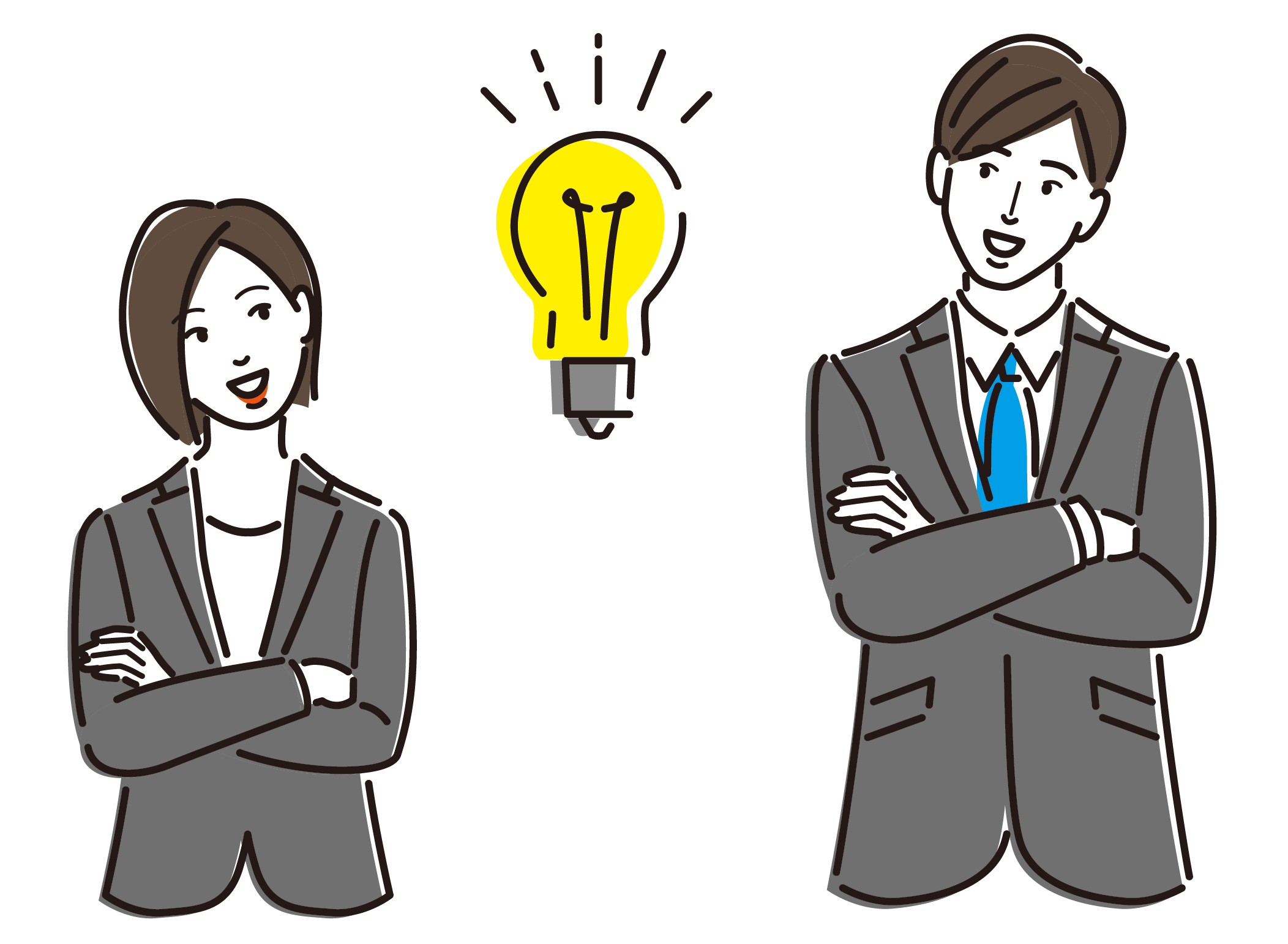 閃いた男女のイラスト