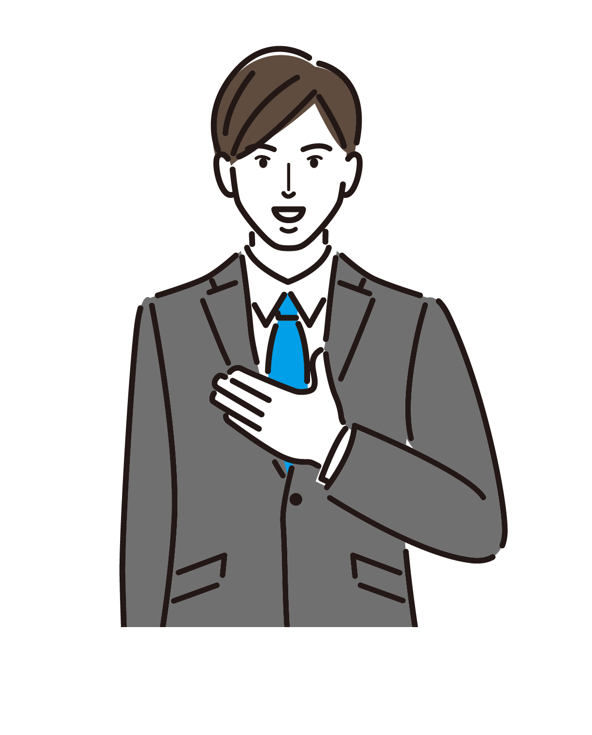 胸を叩く男性のイラスト