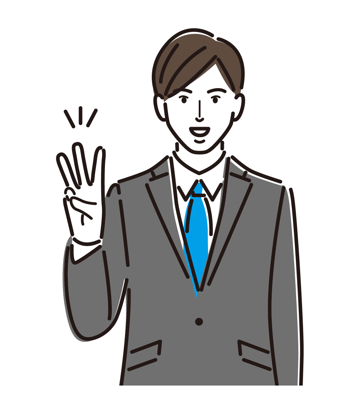 ３本指を掲げる男性のイラスト